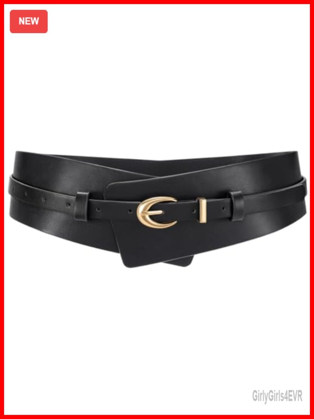 Wide PU Leather Belt 2-in-1 Waistband with Skinny Belt for Dress Suits